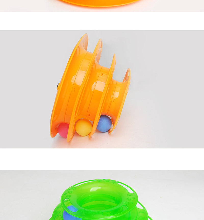 Interactive Tower Cat Toy Turntable Roller Balls Toys for Cats Kitten Teaser Puzzle Track Toy Pets Training Supplies Accessories
