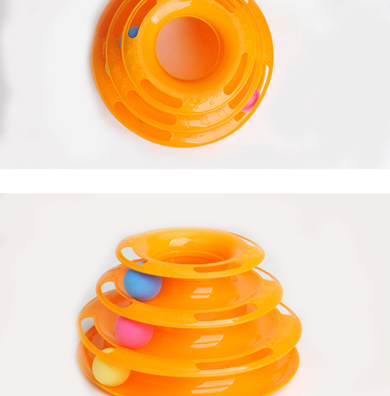 Interactive Tower Cat Toy Turntable Roller Balls Toys for Cats Kitten Teaser Puzzle Track Toy Pets Training Supplies Accessories